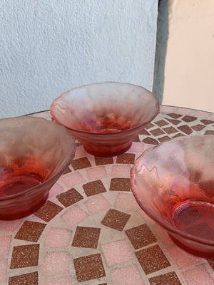 Glass bowls used, set of 3 for ice cream