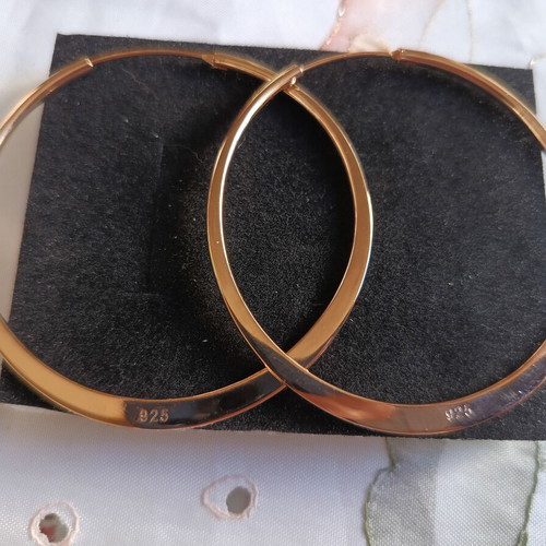 Silver 925 gold plated hoop earrings 6cm new