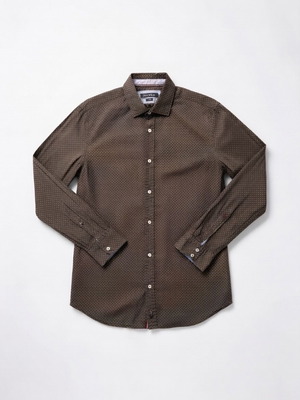 Marc O'Polo Slim Fit shirt L brown with dots used