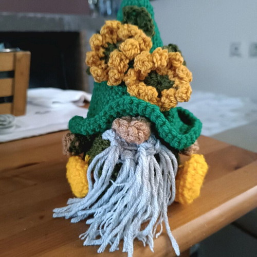 Handmade knitted gnome decorative with cotton and acrylic yarn new