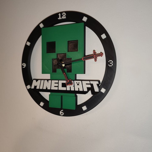 Minecraft wall clock Creeper 3D printed new, analog quartz