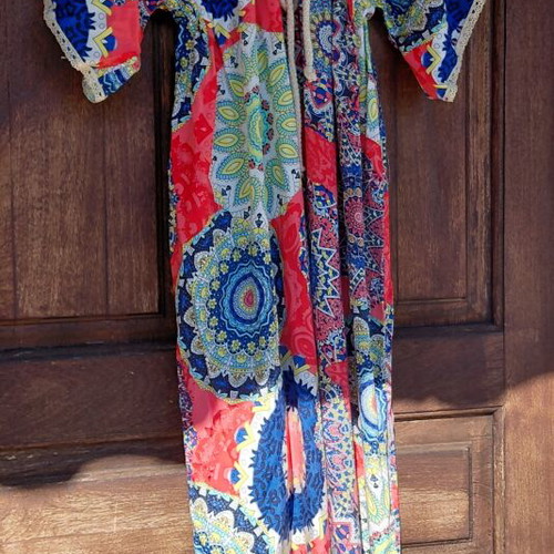Maxi Boho Kaftan Dress Gianni Rodini like new, multicolor, viscose