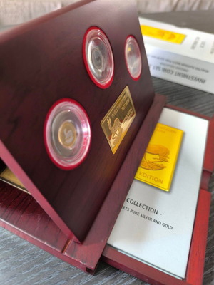Investment Coin Set 2013 καινούργιο, 2 χρυσά και 1 ασημί, ξύλινη κασετίνα