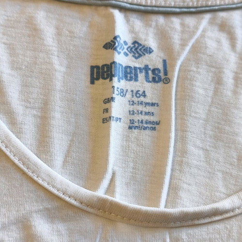 Girls' summer pajama set 12-14 used, white and blue