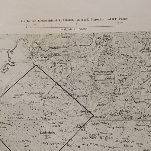 Γερμανικός χάρτης και αεροφωτογραφία Ηγουμενίτσας 31/01/1944 μεταχειρισμένο