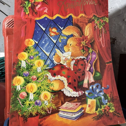 Vintage large Christmas card, 45x62 cm