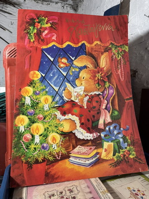Vintage large Christmas card, 45x62 cm