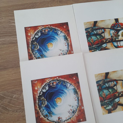 Greeting cards set of 4, slightly yellowed