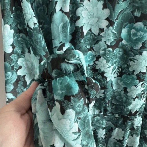 Vassia Kostara Floral Mini Dress New M/L, Black and Turquoise