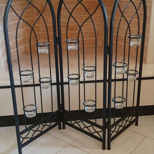 Decorative Fireplace Screen made of solid iron with 12 glass candle holders new