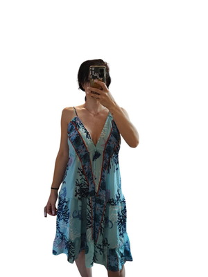 Multifunctional Indian dress new, blue and turquoise, one size