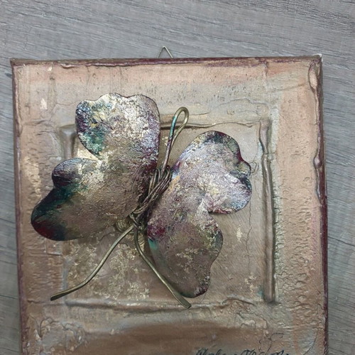 Art piece wall decoration with metal butterfly, like new