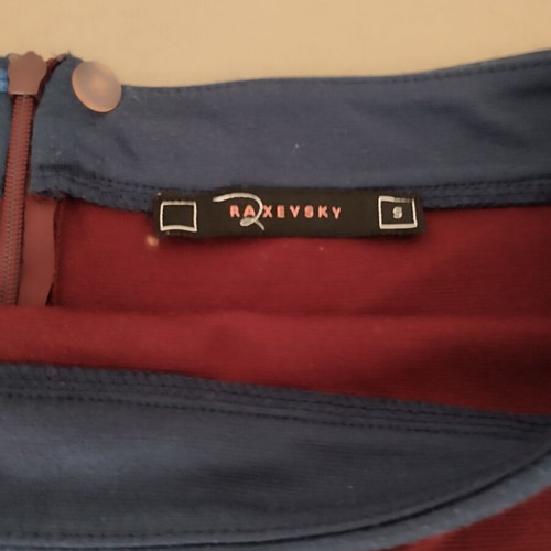 Raxevsky skirt and blouse set like new, burgundy with blue belt
