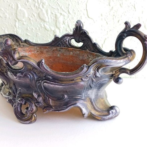 French jardiniere used metal with copper lining Rococo style