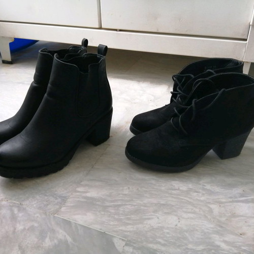Black ankle boots used, size 38, 2 pairs