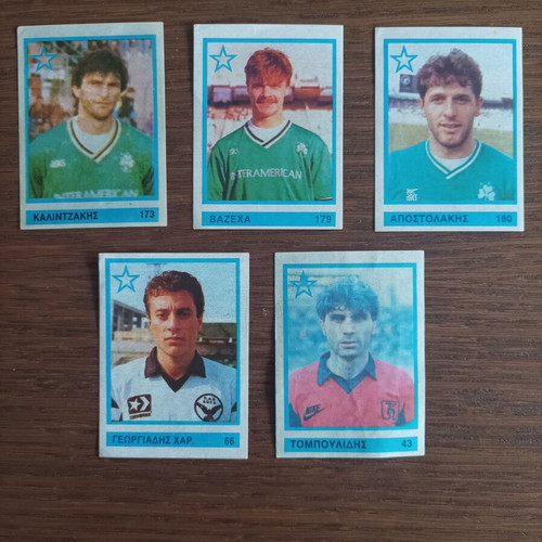 Greek Football Championship 1992-93 stickers used, pack of 5