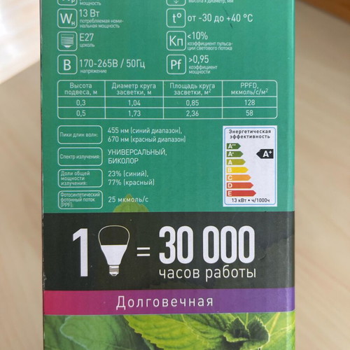 LED Grow Light Bulb Camelion 15W used, E27 for indoor plants
