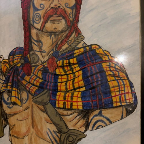 Painting Celtic Chieftain new with watercolor pencils and markers