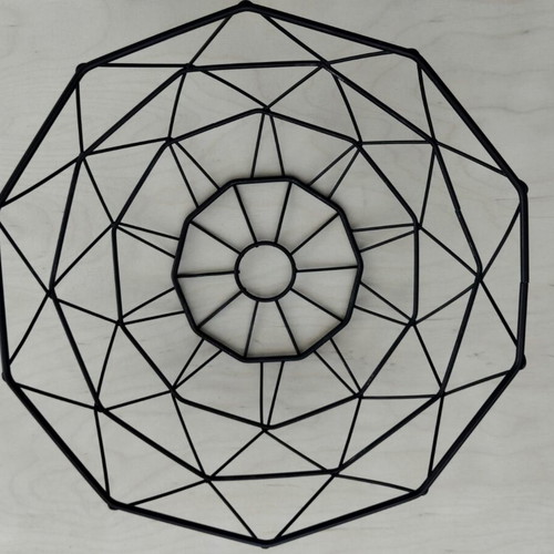 Modern metal fruit bowl, black geometric design