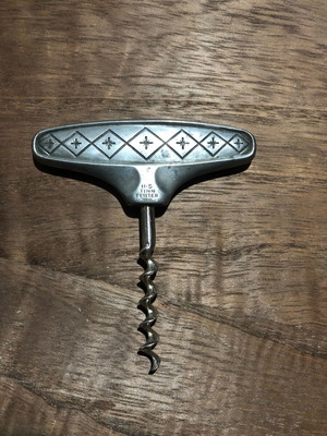 HS Tinn Pewter Norway Corkscrew used bottle opener