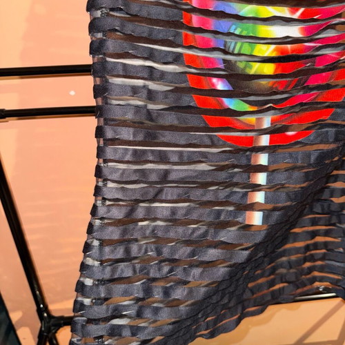 Transparent Black Top with Print new, size Medium