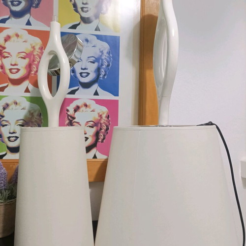 Lamp shades like new, one large and one small, white