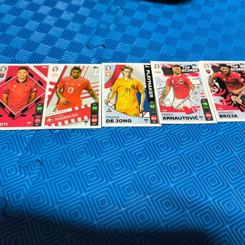 Match Attax set of 5 cards like new with Top Scorers & Playmaker Frenkie de Jong