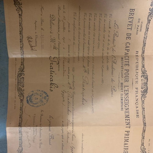 Study diplomas used 1920-1930 Greek in France and Egypt set of 3