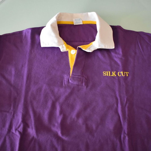 Silk Cut collectible shirt size L like new, purple with white collar