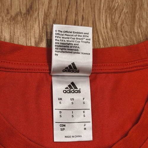 Adidas Spain 2014 FIFA World Cup Brazil Soccer T-Shirt used