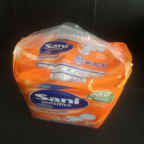 Sani Sensitive Incontinence Diapers No 2 Medium, New Pack of 15