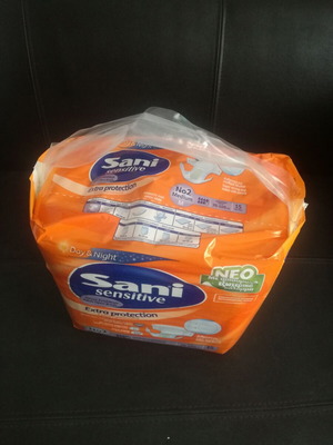 Sani Sensitive Incontinence Diapers No 2 Medium, New Pack of 15
