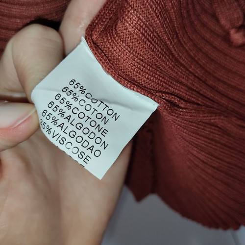 Rib cotton blouse small medium used, brick red