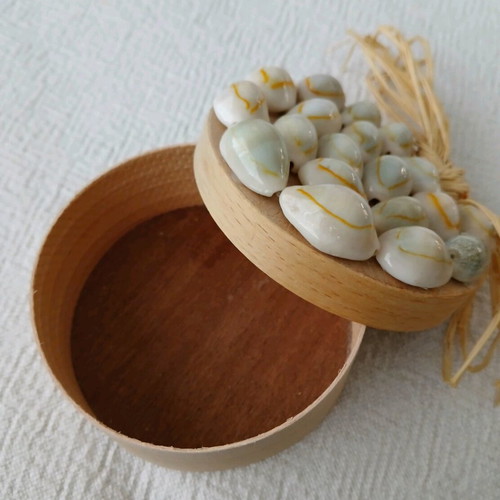 Handmade wooden jewelry box with shells like new