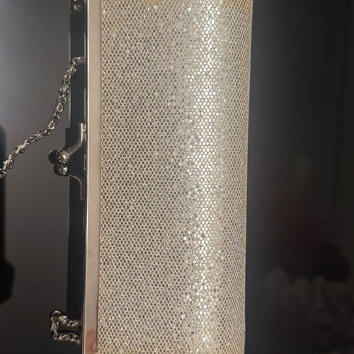 Evening handbag like new in champagne color with chain
