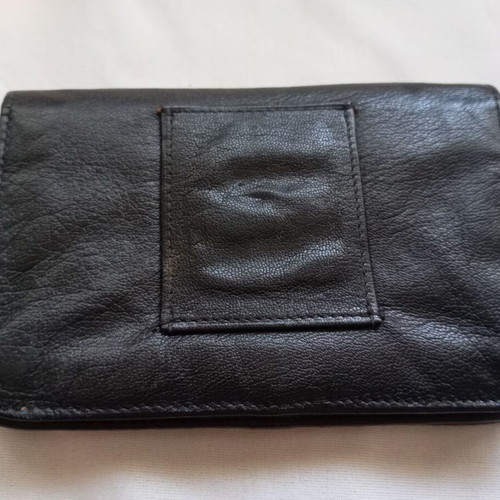 Men's leather wallet used, black genuine leather belt pouch