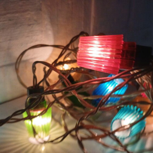 Christmas vintage lights used, some colored plastics missing