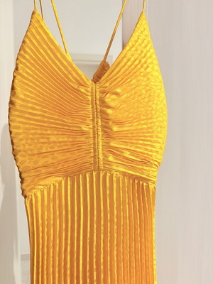 Next Yellow Satin Evening Dress like new, sizes S M