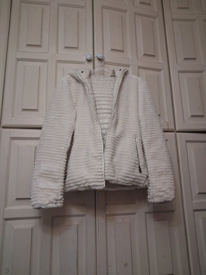 Fur jacket double-sided like new, white, size M