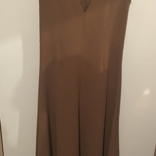 Warehouse v neck crepe dress, brown, size S from ASOS