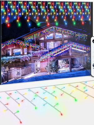 Arkochic LED icicle lights 30m multicolor with remote