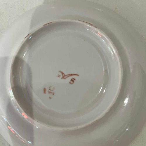 Vintage porcelain plate set of 5 with gold details 14cm used