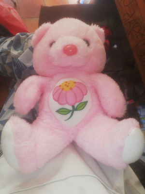 Stuffed bear used 90s, 30 cm, Care Bears style