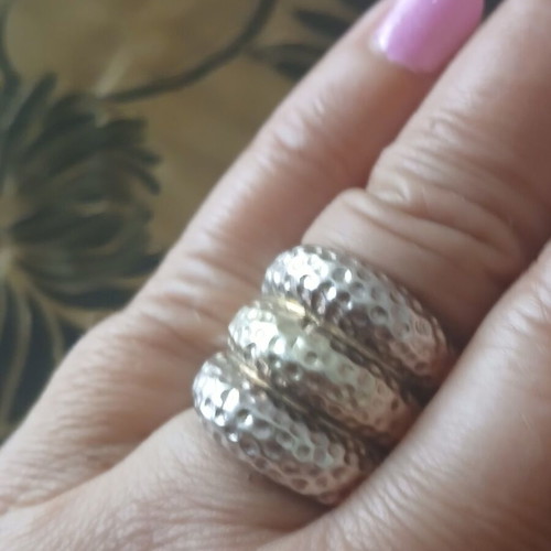 Hammered gold-plated silver 950 ring 15 g, size 17 mm like new