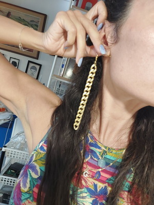 Long chain earrings like new, matte gold tone
