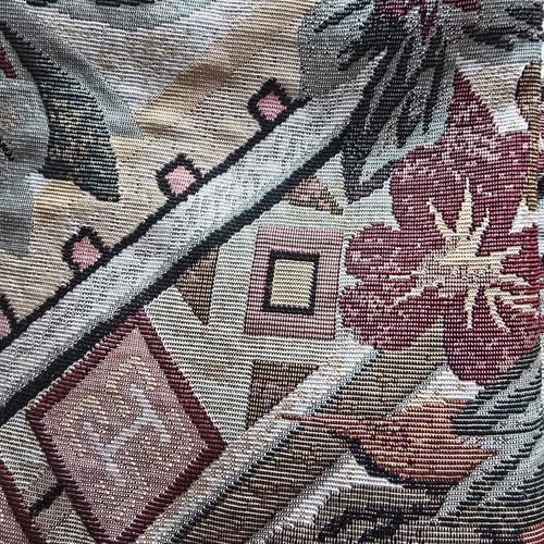 Upholstery fabric used, 2 pieces, thick weave, shiny thread