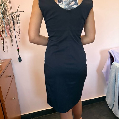 Anonima Basic black midi dress with back opening size S new
