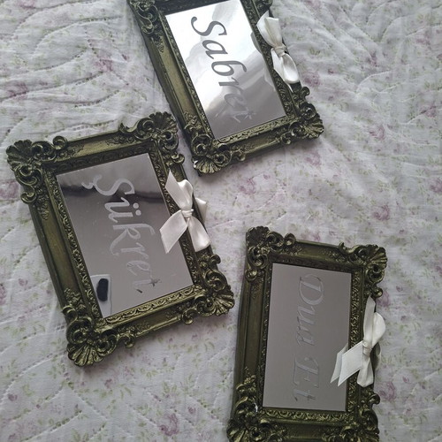 Set of 3 Vintage Baroque Wall Mirrors with Silver Lettering