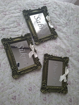 Set of 3 Vintage Baroque Wall Mirrors with Silver Lettering