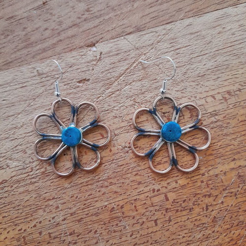 Handmade earrings copper silver 925 semi-precious stone new